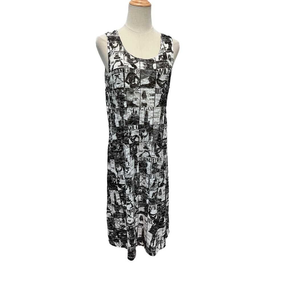 Baker Street Black White Sleeveless Sheer Dress Large Fashion Magazine